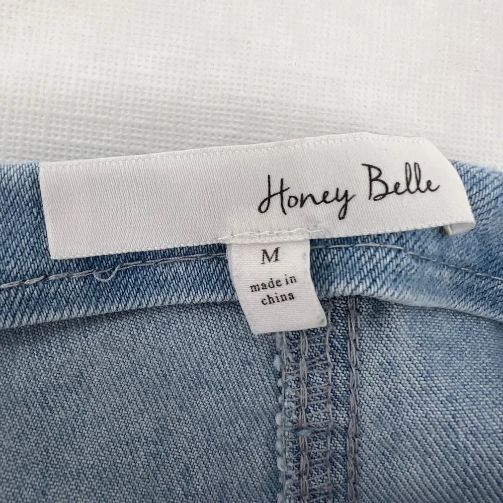 Honey Belle Womens Light Wash Denim Mini Skirt Blue A-Line Zip‎ Back 7IS4663D M